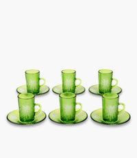 Palm Green Sandblasted Arabic Coffee Cup Set of 6