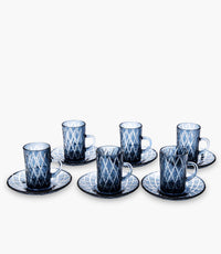 Flower Tea Cup W/Saucer Multicolour Set of 6