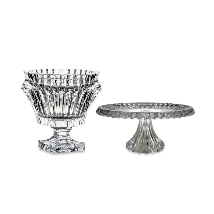 Crown Jewel Footed Bowl & Cake Plate Set – 2 Pieces, 23x33 cm - Roomours